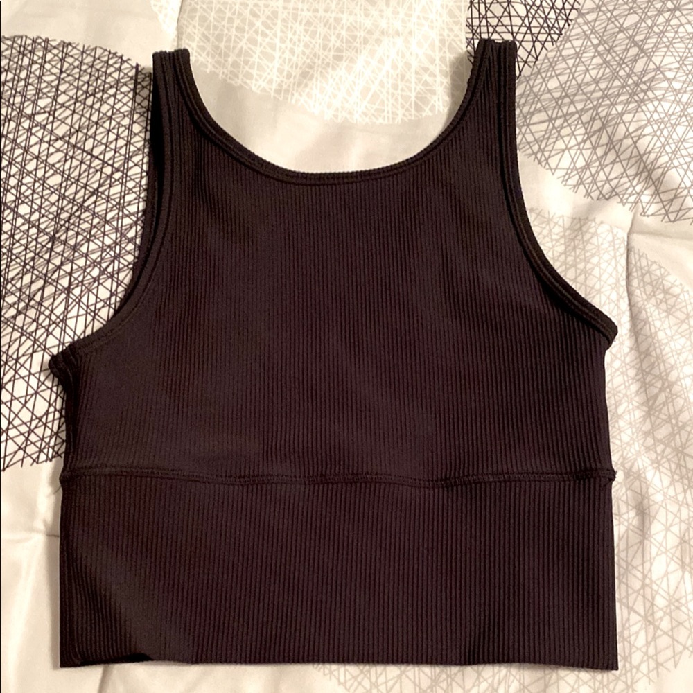 lululemon athletica Black Crop Fitted Sleeveless Tank Top with Scoop Neck